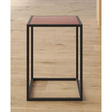 Modern Wood Top Black Metal Frame End Table Nightstand