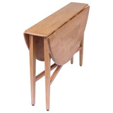 Round Drop Leaf Dining Table in Light Oak Wood Finish