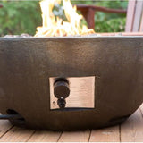 28-inch Round Gray Enviro Stone Fire Pit Bowl with Propane Tank Hideaway Table