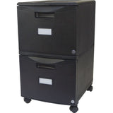 Black 2-Drawer Locking Letter-Legal size File Cabinet with Casters-Wheels