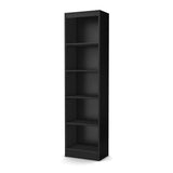 5-Shelf Narrow Bookcase Black Finish