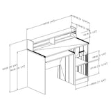 Modern Computer Desk with Keyboard Tray in White Finish