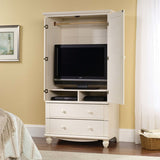 Bedroom Wardrobe Cabinet Storage Armoire with Louver Doors in White