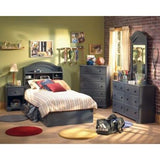Twin size Platform Bed with 3 Storage Drawer in Dark Blueberry Finish