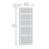 Contemporary 5-Shelf Bookcase Bookshelf in Soft White Wood Finish - Made in USA