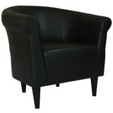 Contemporary Classic Black Faux Leather Upholstered Club Chair