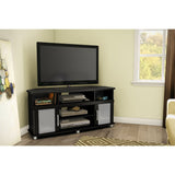 Black Corner TV Stand with Frosted Glass Doors