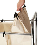 Commercial-Grade Steel Frame 3-Bag Laundry Hamper Cart