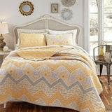 Full - Queen 3 Piece Geometric Sunset Oversized Cotton Quilt Coverlet Set