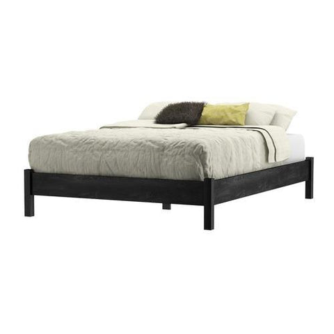 Full size Contemporary Platform Bed in Grey Black Wood Finish