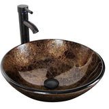 Complete Modern Bathroom Vanity Set with Dark Brown Cabinet Brown Glass Sink Top and Faucet