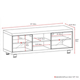 Modern Black TV Stand with Glass Doors - Fits up to 68-inch TV