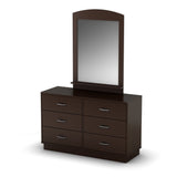 Chocolate Brown Modern Bedroom 6-Drawer Double Dresser Wardrobe