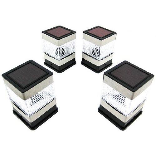 Set of 4 Solar Powered Deck or Post Cap LED Lights
