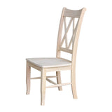 Set of 2 - Traditional Unfinished Wood Dining Chairs
