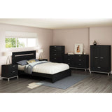 Full - Queen size Contemporary Headboard in Black Oak Finish
