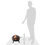 Large Black Steel Outdoor Fire Pit with Bear Deer Animals