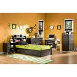 Black Onyx Twin-Size Platform Bed with 3 Spacious Drawers