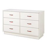 6-Drawer Double Dresser in White Finish with Interchangeable Handles