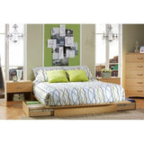 Full - Queen size Maple Platform Bed Frame with Storage Drawers