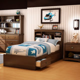 Twin size Cherry Finish Platform Bed with 3 Storage Drawers