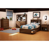 Twin size Cherry Finish Platform Bed with 3 Storage Drawers