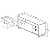 Contemporary TV Stand in Black Finish and Satin Nickel Metal Legs
