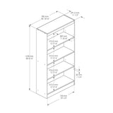White 4-Shelf Bookcase with 2 Adjustable Shelves