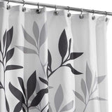 Tree Branch Leaves Black White Grey Fabric Shower Curtain