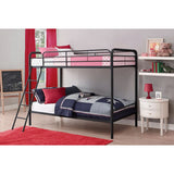 Twin over Twin size Black Metal Bunk Bed Frame with Ladder