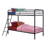 Twin over Twin size Black Metal Bunk Bed Frame with Ladder