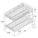 Twin over Twin size Black Metal Bunk Bed Frame with Ladder