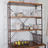 Durable Fir Wood and Metal Bakers Rack with Storage and Display Space