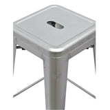 Indoor Outdoor Backless Stacking Counter Height Bar Stool in Gunmetal Galvanized Steel