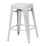 Indoor Outdoor Backless Stacking Counter Height Bar Stool in Gunmetal Galvanized Steel