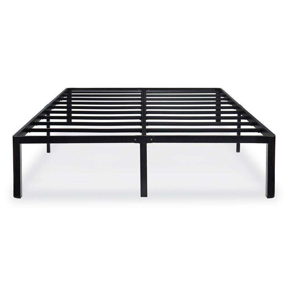 King size Heavy Duty Metal Platform Bed Frame with Round Corners in Black