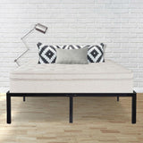 King size Heavy Duty Metal Platform Bed Frame with Round Corners in Black