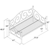 Twin size Scrolling Metal Day Bed Frame in Contemporary Brushed Bronze Dark Pewter