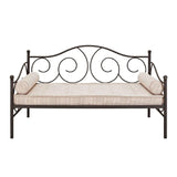 Twin size Scrolling Metal Day Bed Frame in Contemporary Brushed Bronze Dark Pewter