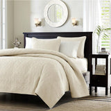Twin - Twin XL size Quilted Coverlet Set with One Pillow Sham in Ivory
