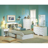 Twin Size Mates Platform Bed in White-Maple with 2 Storage Drawers