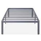 Twin Heavy Duty Platform Bed Frame with Round Corners in Grey Metal
