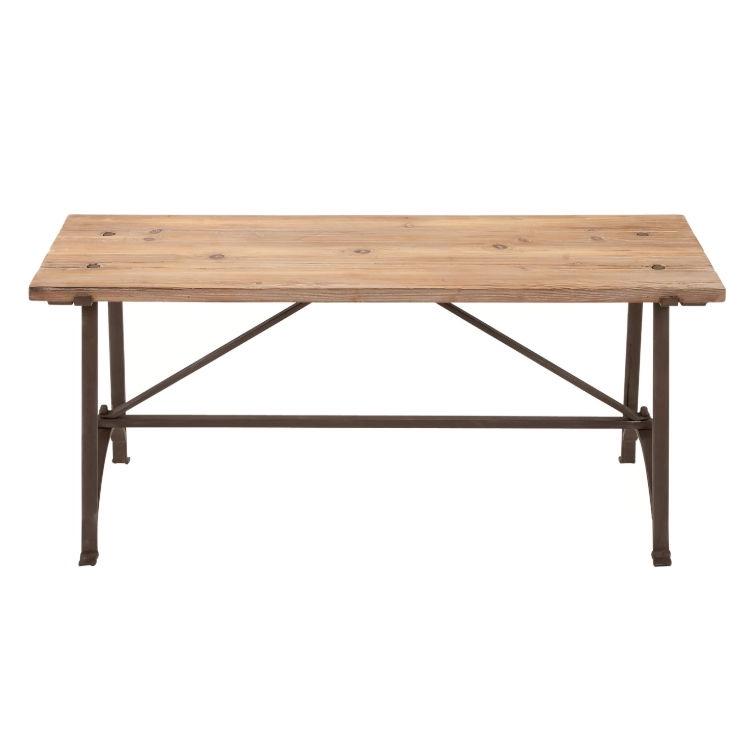 Iron Frame Accent Bench with Solid Wood Seat