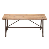 Iron Frame Accent Bench with Solid Wood Seat