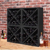 Black Wood 12-Bottle Stackable Wine Rack