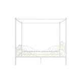 Full size White Metal Canopy Bed Frame with Heavy Duty Steel Slats