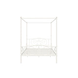 Full size White Metal Canopy Bed Frame with Heavy Duty Steel Slats