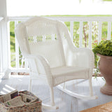 Indoor-Outdoor Patio Porch White Resin Wicker Rocking Chair
