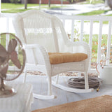 Indoor-Outdoor Patio Porch White Resin Wicker Rocking Chair