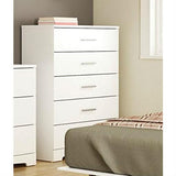White 5-Drawer Bedroom Chest with Brushed Nickel Finish Handles